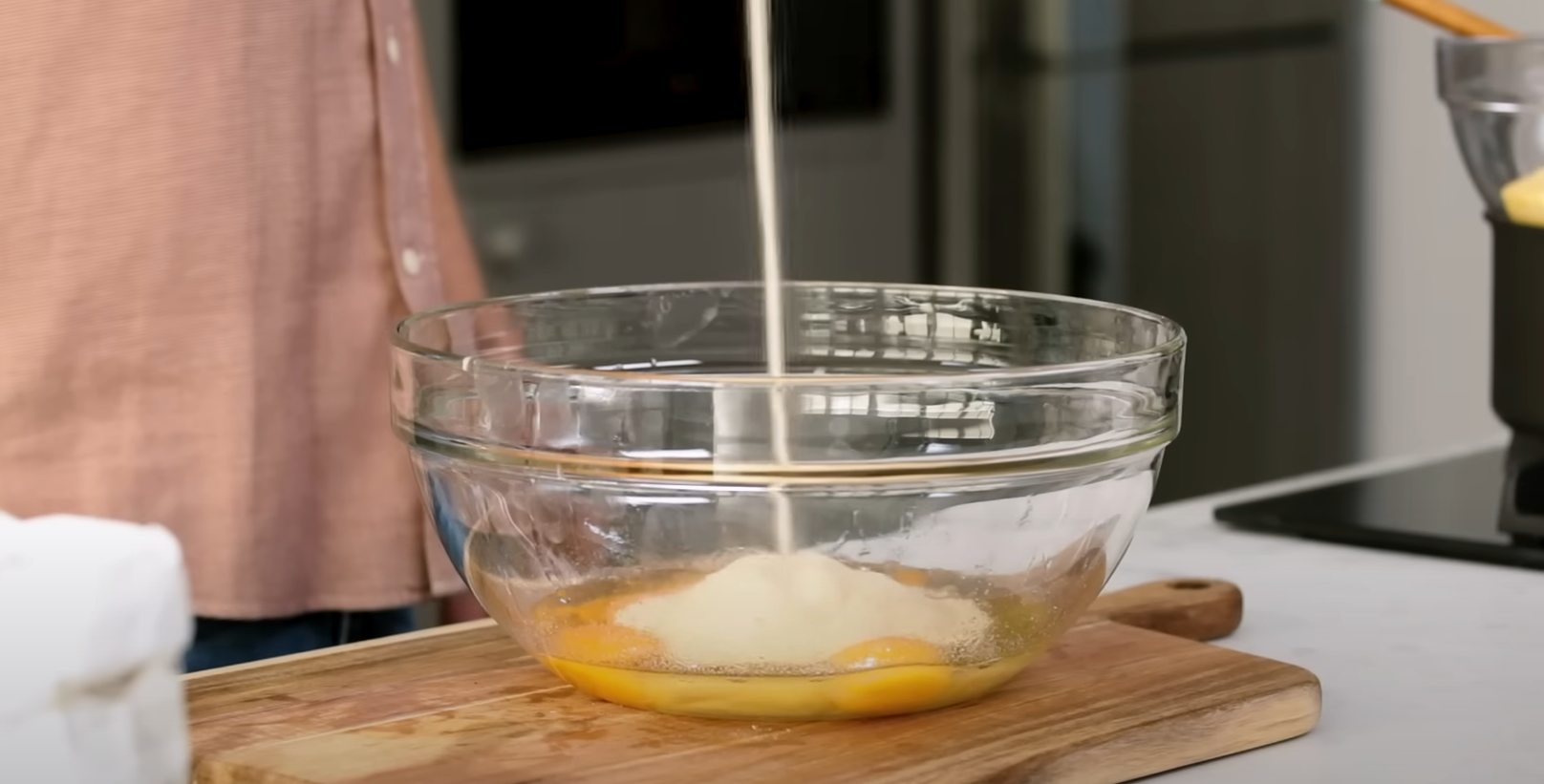 Step 3: Stir in sugar, vanilla, and salt